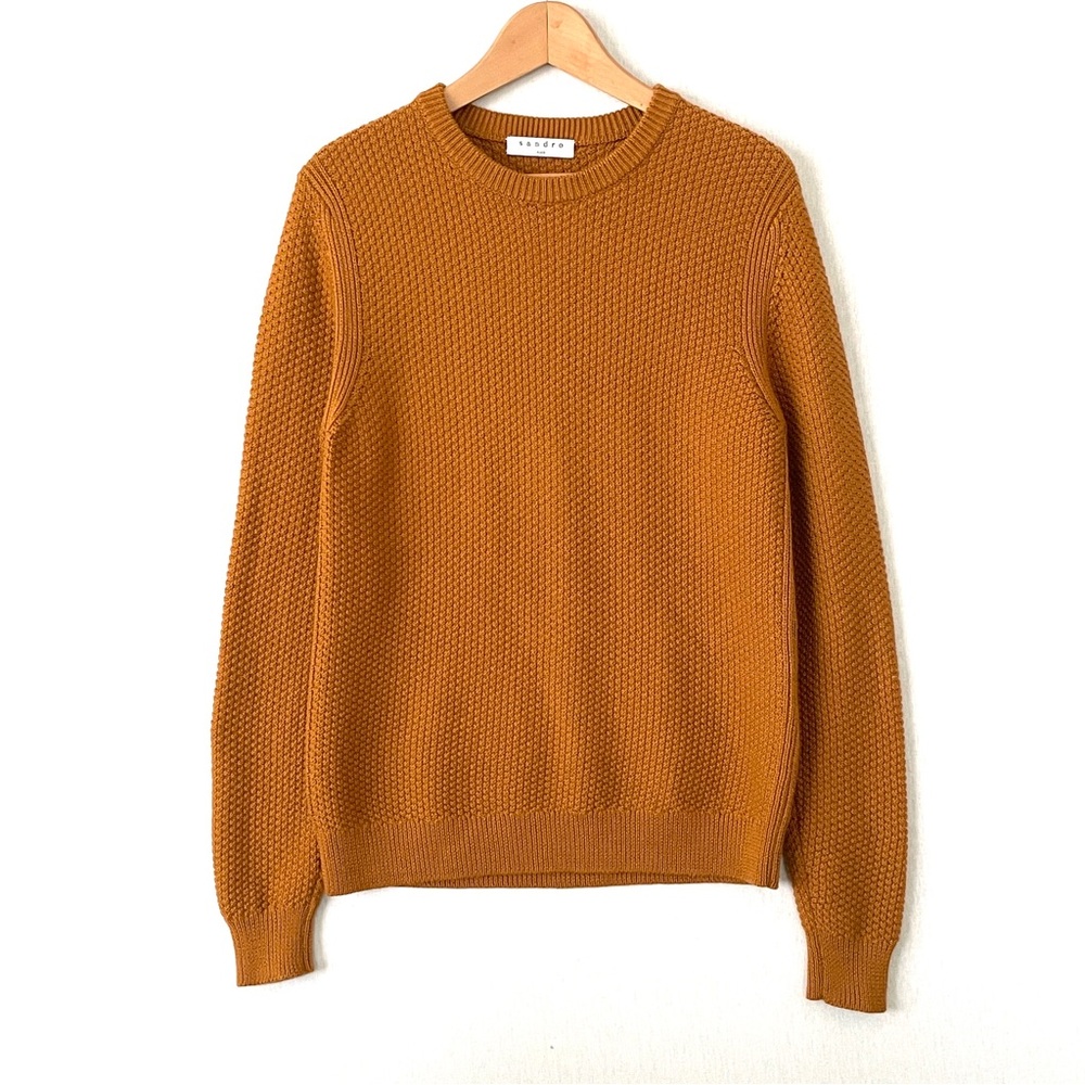 Sandro Mustard Textured Knit Sweater